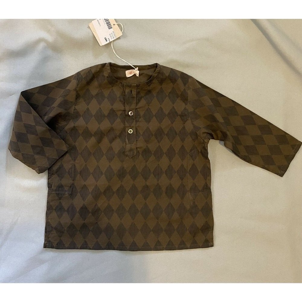 $70 NWT Ketiketa 18 24 M 2 2T Shirt Top Kumar Kurta Green Tunic Cotton Boy Geo